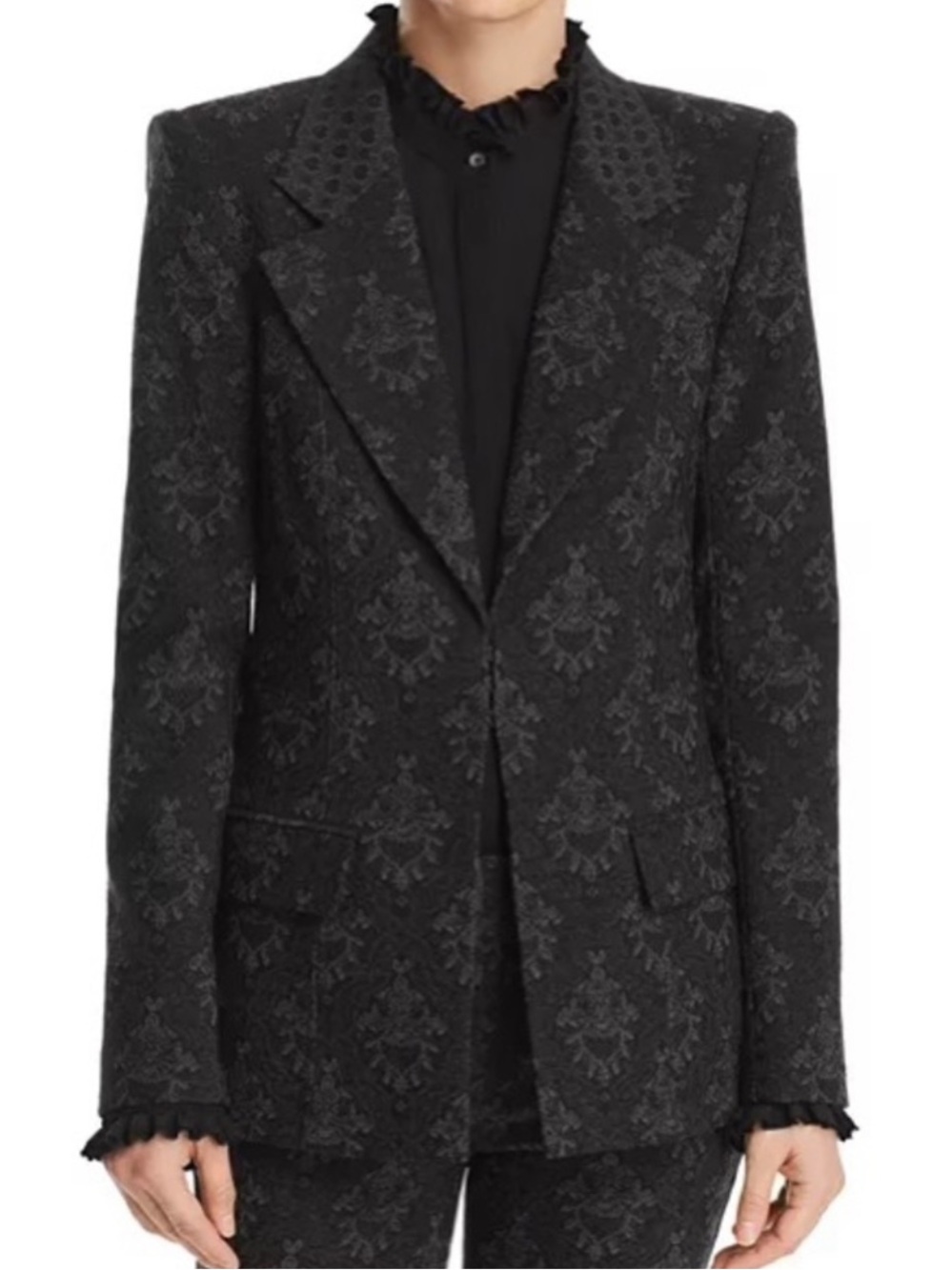 Kobi Halperin Black Gray Jacquard Floral Blazer Jacket Size M